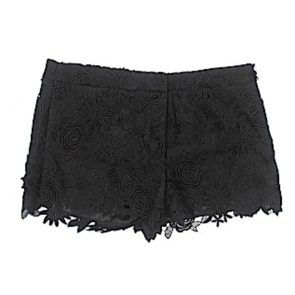 Milly Black Shorts With Floral Overlay